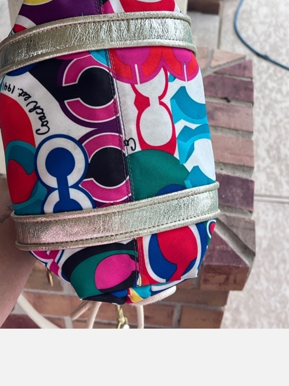 Coach Multicolor Signature Print Tote with Metallic Straps - Picture 6 of 10